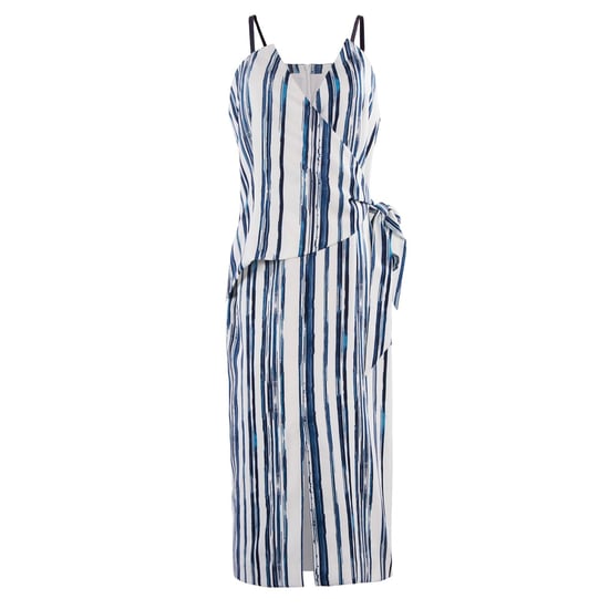 Stripe Print Wrap Effect Dress