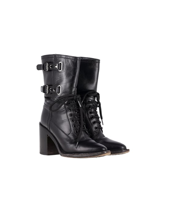 Valentino Garavani Rockstud Dubbelgesp Hakken in Zwart Leer - Image 3