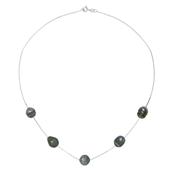 Necklace 5 Real Cultured Tahiti Pearls Circled 7-8 mm