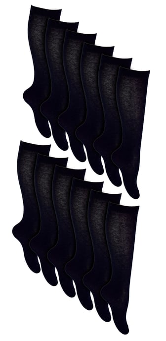 12 paar ademende katoenen kniekousen voor meisjes - Zwart - Image 1