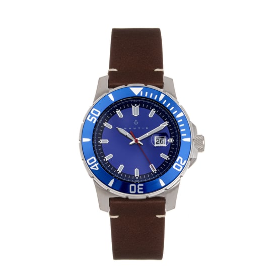 Nautis Dive Pro 200 Leather-Band Watch w/Date