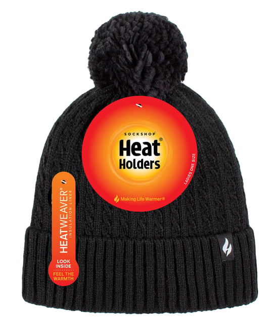 Heat Holders - Thermische muts voor dames met pompon - Zwart - Image 2