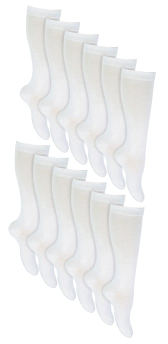 12 paar ademende katoenen kniekousen voor meisjes - Wit - Image 1