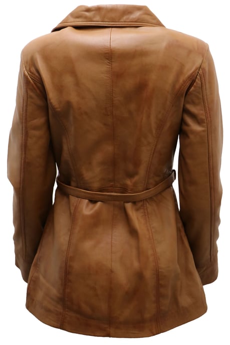 Women's Md-length leather biker jacket - Okehampton