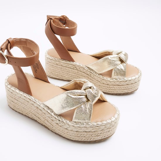 River Island Womens Espadrille Sandals Gold Flatform