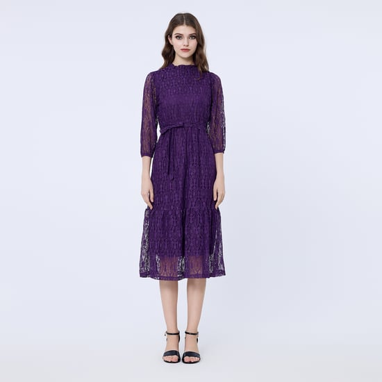 Fit-and-flare kanten jurk - Image 1