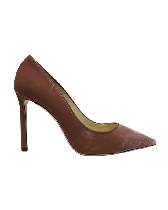 Jimmy Choo Romy 100 Pumps in Roze Velvet - Image 1