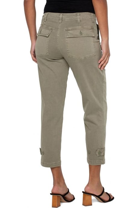 Utility Crop Cargo Cinched Leg Pewter Green Jeans