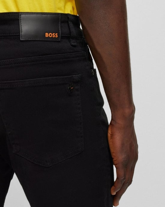 BOSS Orange Re.Maine Heren Regular Fit Jeans in Stay-Zwart Comfort Stretch Denim - Image 4