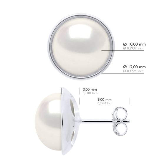 Oorbellen - Surroundings Sleek - Prestige - Wit Goud - Echte Gekweekte Zoetwaterparels Knop 10-11 mm - Image 2