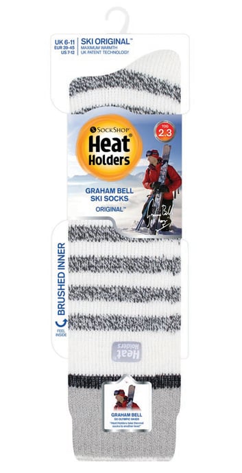 Heat Holders - Kniehoge thermo skisokken voor heren - Crème Streep - Image 2