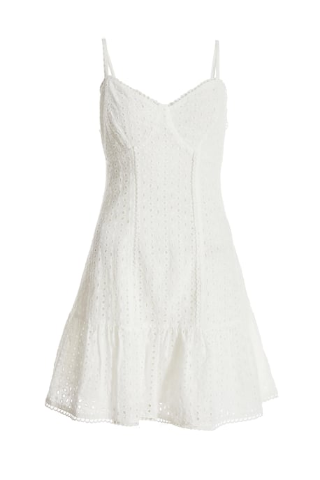 Cream Embroidered Tie Back Mini Dress