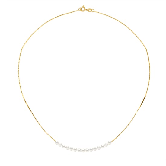 DIADEMA - Necklace - 15 Real Freshwater Pearls - Cable Chain in Yellow Gold