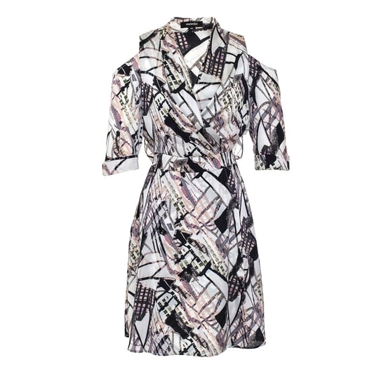 Geometrische print vleermuismouwen wrap effect -jurk - Image 5
