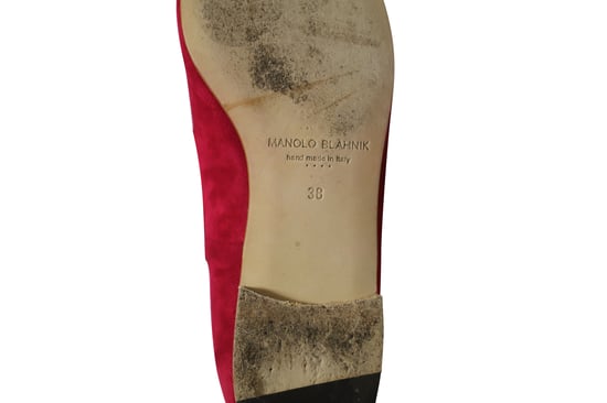 Manolo Blahnik Witney Brogues in Roze Suède - Image 6