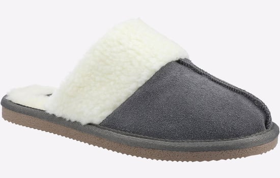 Hush Puppies Arianna Suede Dames Grijze Pantoffels - Image 2