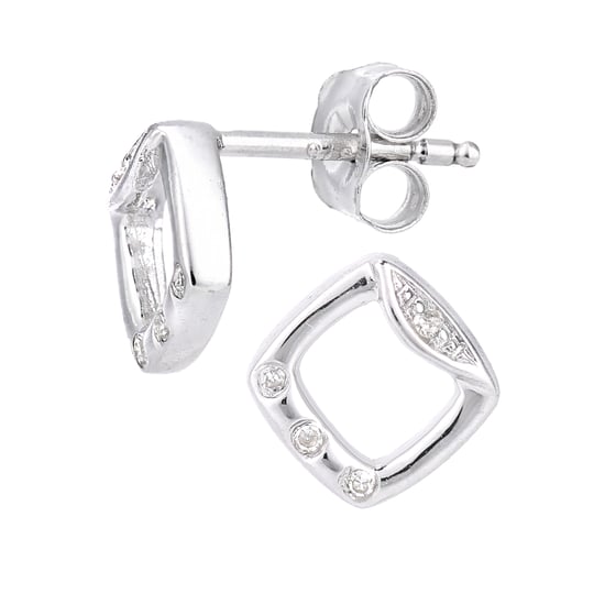 9ct White Gold Diamond Frame Design Earrings