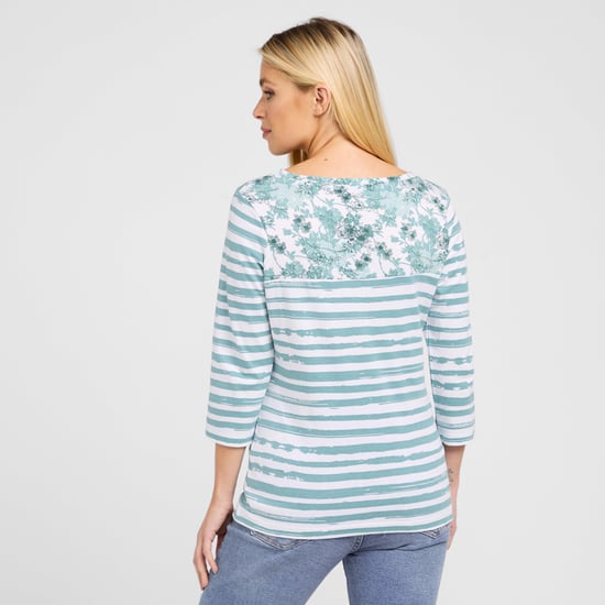 Peter Storm Womens Patsy Tee with 3/4 Sleeves & Scooped Neck, 100% Cotton Casual T-Shirt