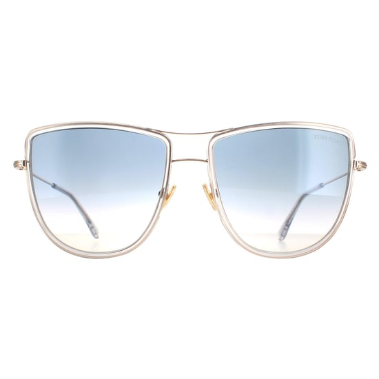 Tom Ford Aviator Womens Shiny Rose Gold Smoke Gradient Tina FT0759