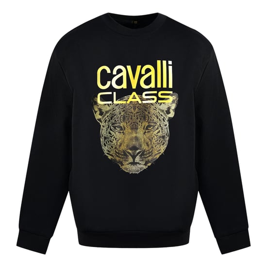 Cavalli Class Luipaardprint Logo Zwarte Trui - Image 1