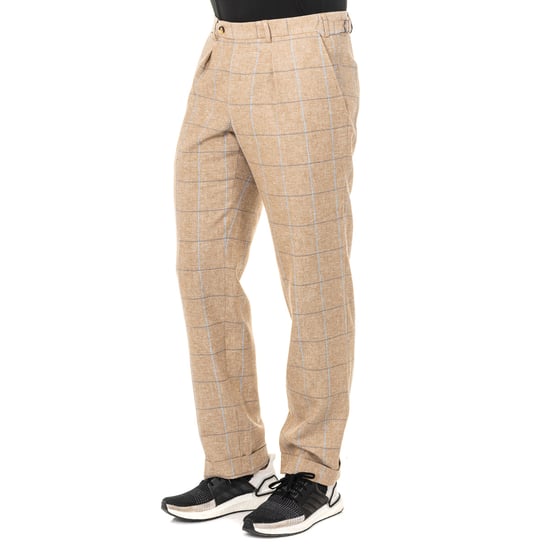 Men's long checkered trousers with hemmed bottoms JMTJ01