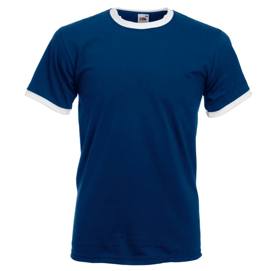 Fruit Of The Loom Heren Ringer T-shirt met korte mouwen (Marine/ Wit) - Image 1