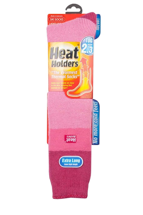 Heat Holders - Dames kniehoge thermo skisokken - Lichtroze / Frambozen - Image 2