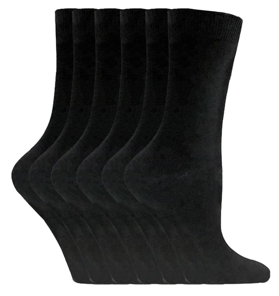 Set van 6 effen, casual katoenen damessokken - PL30 Zwart - Image 1