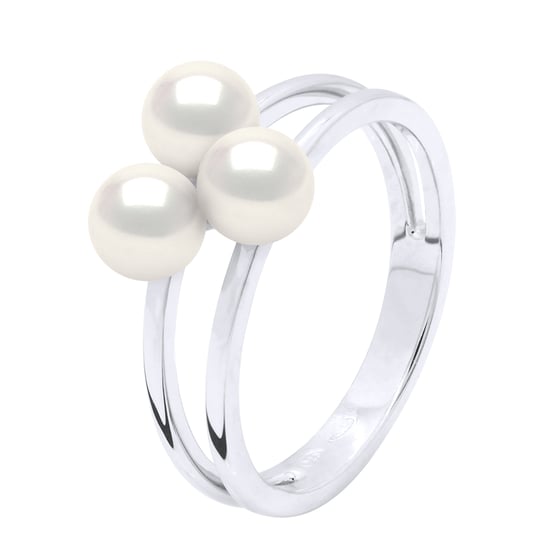 Ring Trilogy - 3 Real Cultured Freshwater Pearls Round 5-6 mm