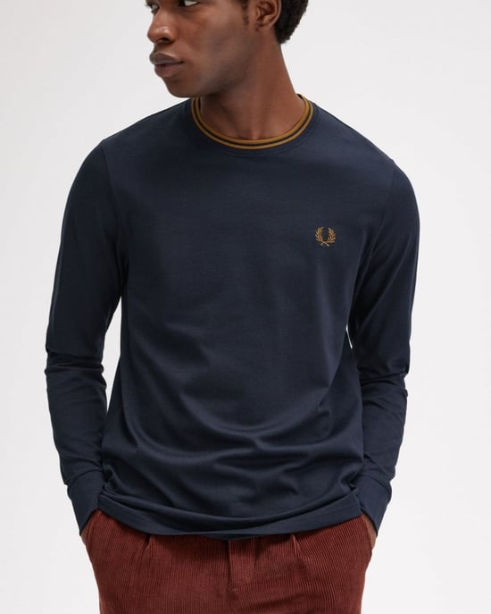 Fred Perry Heren Langsleeve Twin Tipped T-Shirt - Image 2