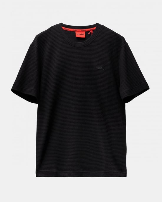 HUGO Austin Heren Wafelstructuur Pyjama T-Shirt met Geborduurd Logo - Image 1