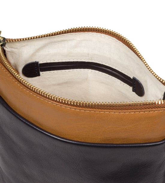 'Nikita' Navy & Dark Tan Leather Cross Body Bag