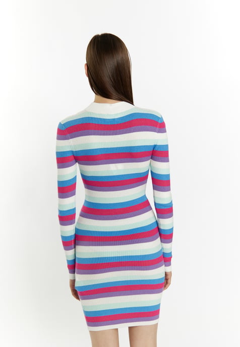 Mymo Gebreide jurk Dames Wol Wit Veelkleurig - Image 4