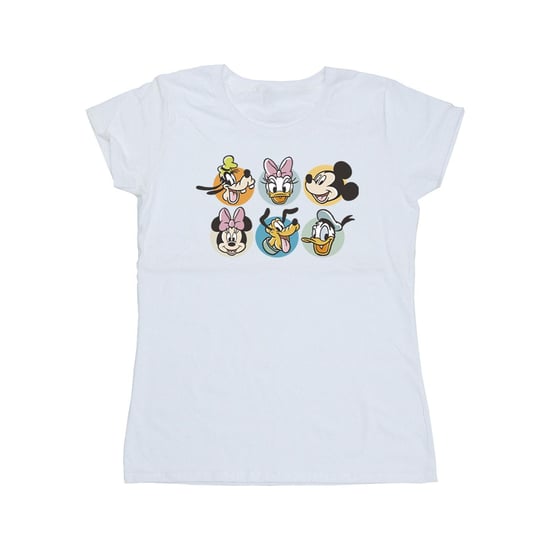 Disney Womens/Ladies Mickey Mouse And Friends Faces Cotton T-Shirt (White)