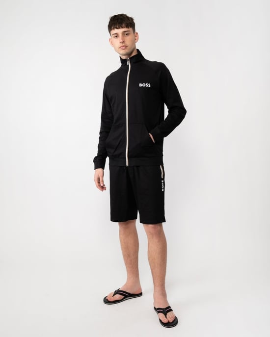 BOSS Orange Authentic Mens Loungewear Track Jacket in French Terry with Logo Detail