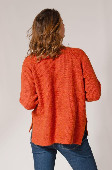 Round Notch Neck Wool Blend Jumper