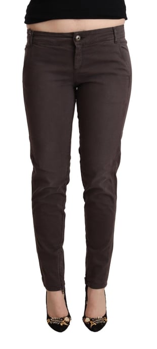 Ermanno Scervino damesbroek in bruin katoen met lage taille en slanke pasvorm - Image 1