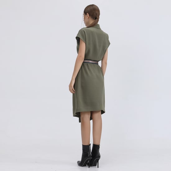 Mid-length wrap Effet-jurk en toegevoegde riem - Image 2
