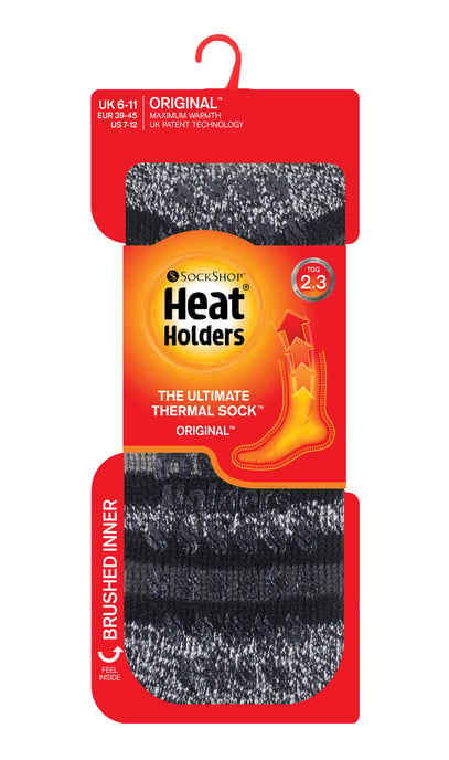 Heat Holders - Fleece pantoffelsokken met patroon voor heren - Zwart / Houtskool - Image 2