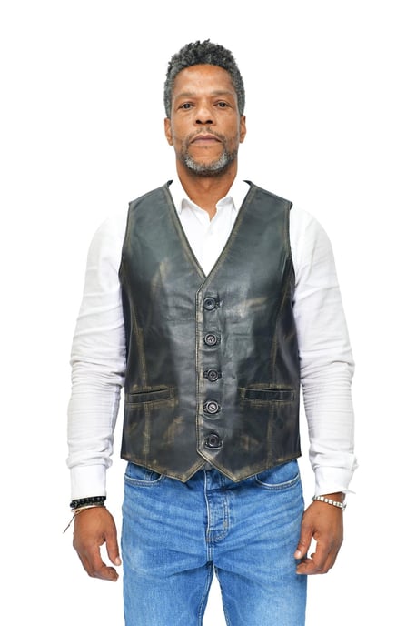 Mens Classic Leather Waistcoat-Chester