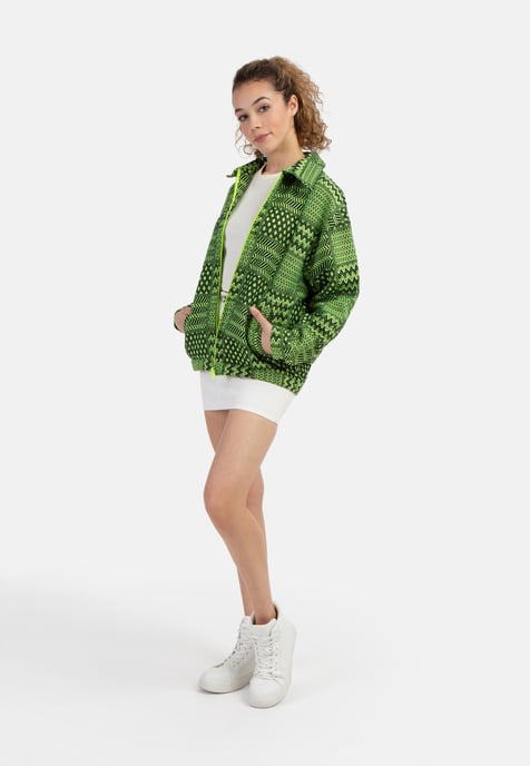 Mymo Oversized blouson Dames Neongroen Zwart - Image 2