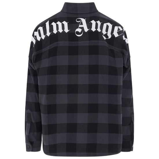 Palm Angels Curved Logo Checked Black Shirt - Image 2