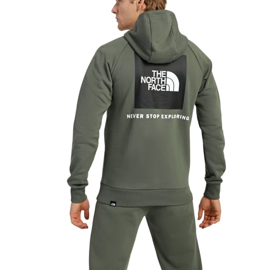 The North Face Mens Raglan Red Box Pullover Hoodie Green