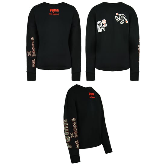 Puma x Mr Doodle Long Sleeve Crew Neck Black Mens Graphic Sweatshirt 598687 01