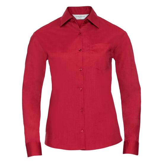 Russell Collection Dames/Dames Klassiek Polycotton Easy-Care Shirt met Lange Mouwen (Klassiek rood) - Image 1