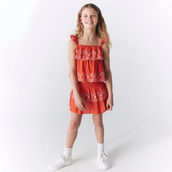 River Island Girls Outfit Set Red Embroidered 2 Piece