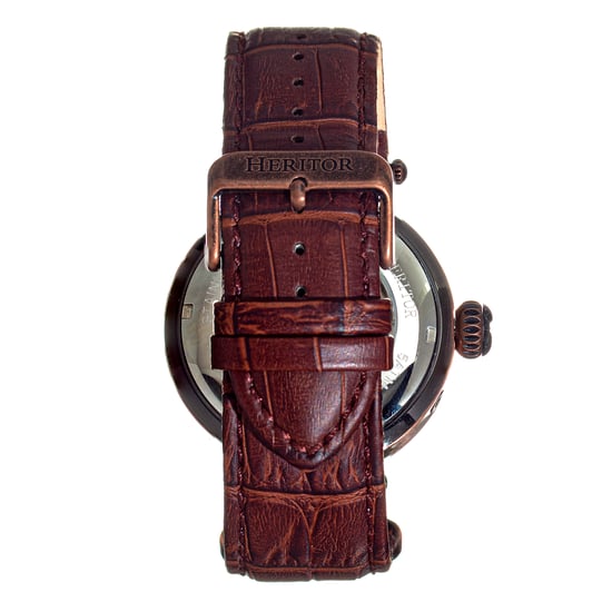 Heritor Automatische Ganzi Semi-Skelet Herenhorloge met Leren Band - Image 2