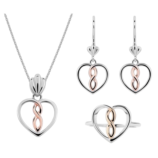 Orphelia 'Delilah' Dames 925 Zilveren Set: Halsketting + Oorbellen + Ring - Zilver/Roze SET-7475 - Image 2