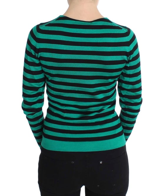 Dolce & Gabbana Dames Groene Zwarte Zijden Kasjmier Trui - Image 3