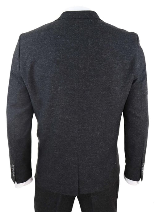 Heren 3-delige Zwarte Wol Tweed Vintage Retro Kostuum - Image 6